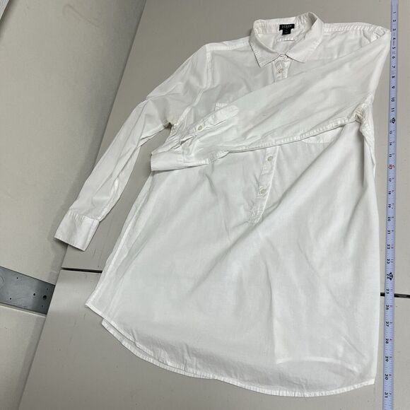 J Crew Chambray Pocket Tunic Womens Size L White Button Up Shirt Collared Work - Picture 9 of 13
